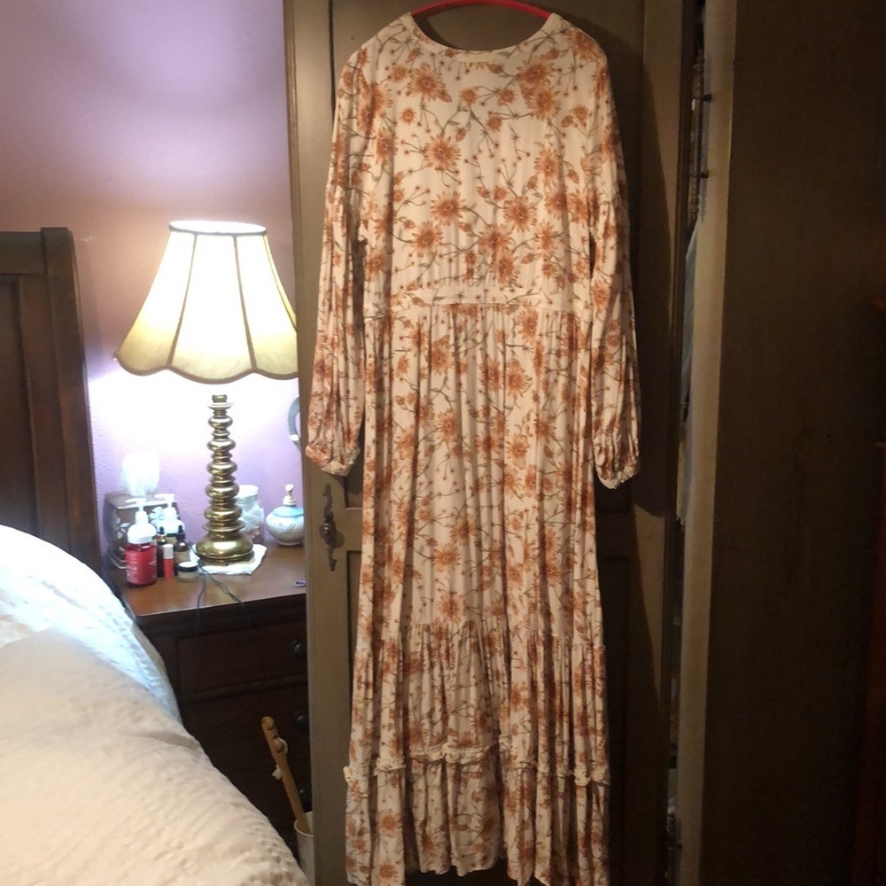 Jaase Caramel Daisy Long Sleeved Maxi Dress L - Final Price - Picture 12 of 12